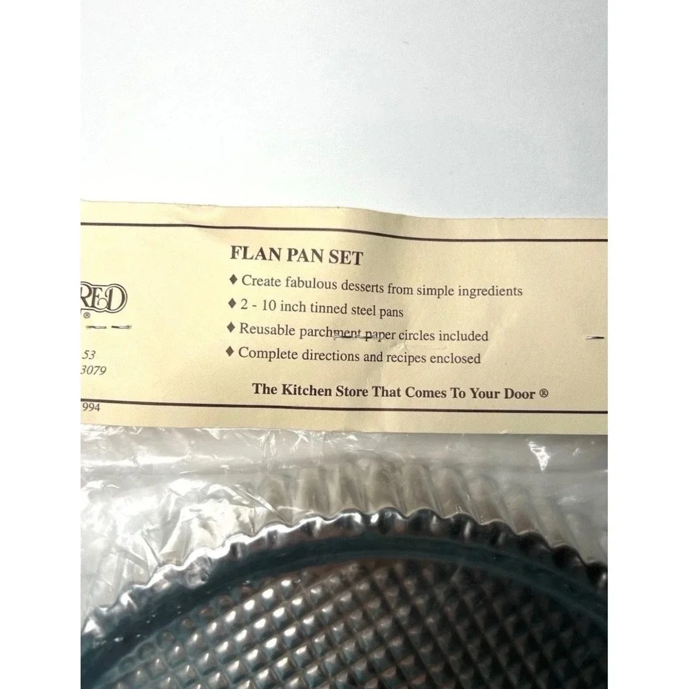 Pampered Chef Flan Pan Set 2 10 Inch Tinned Steel Pans Vintage 4425 NIP